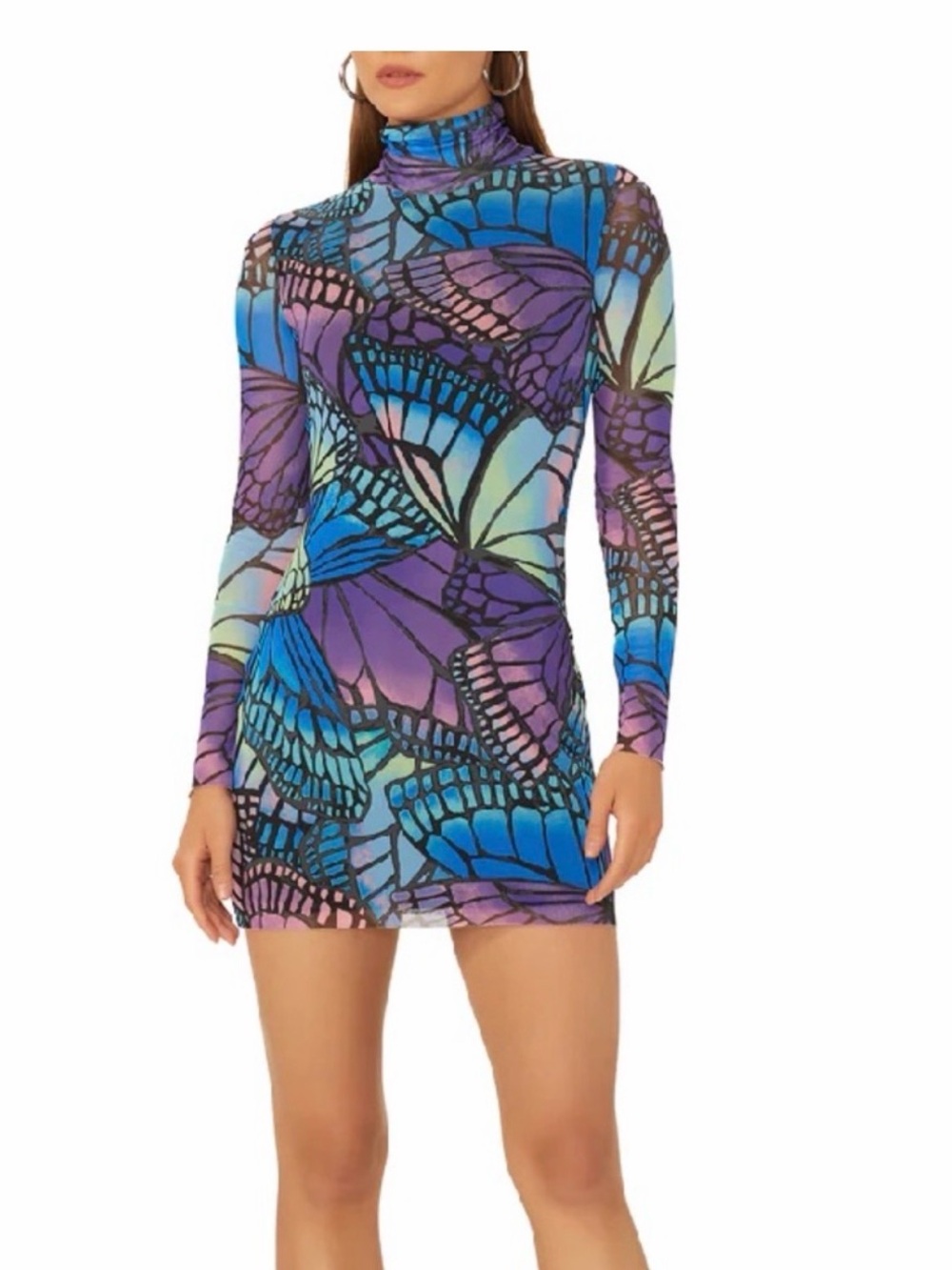 Afrm dress Justine lace up mini electric butterfly - Picture 4 of 6